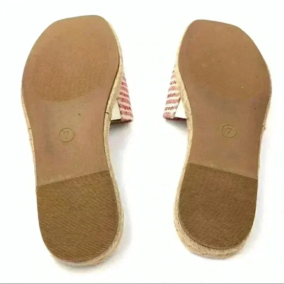 Universal threads sandals size 7 red white slip on Espadrille slides square toe - Picture 6 of 11
